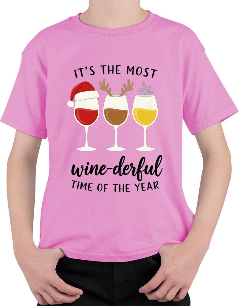 It's the Most wine-derful Time of the Year Weinliebhaber Geschenk Uni Kinder T-Shirt, Pink, 116
