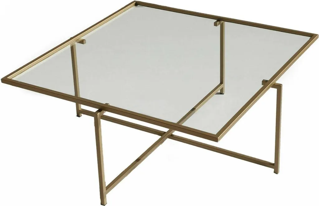 Grande table basse carrée dorée Mascate 85x85 cm pour salon chic moderne