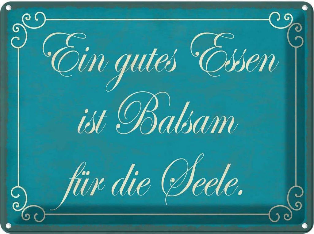 vianmo Blechschild 30x40 cm gutes Essen Balsam für die Seele Spruch Zitat