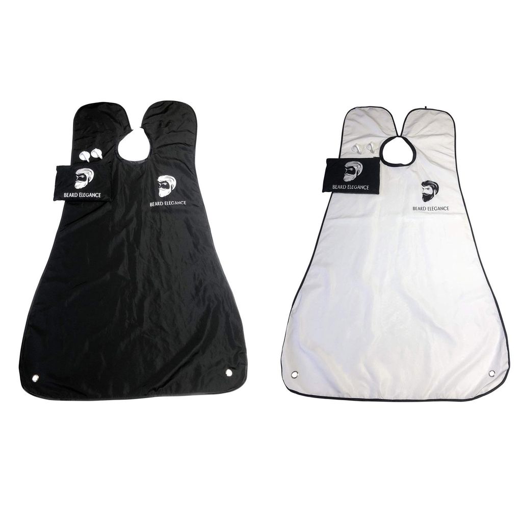 2er Set Bartschürze mit Saugnäpfe Weiß und Schwarz Bart Produktbild 
