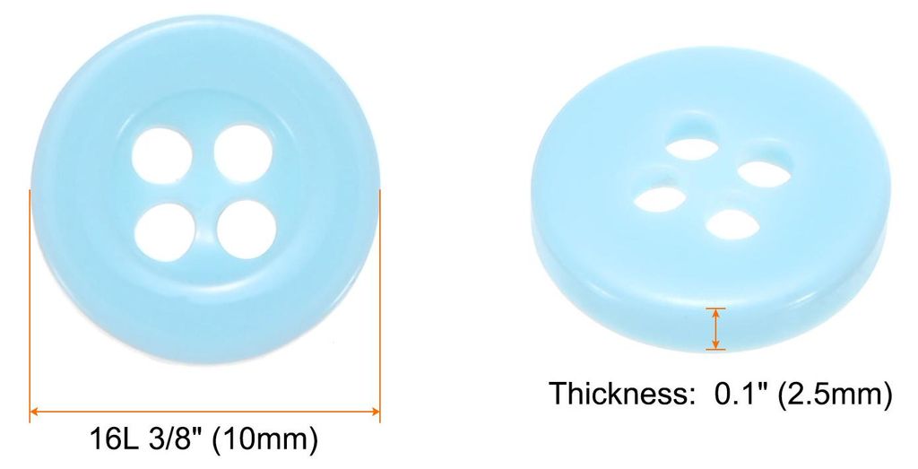100 Stš¹ck Kn?pfe Hellblau N?hkn?pfe 10mm Harz Buttons zum Ann?hen, Rund Flach 4-Loch Bastelkn?pfe Ersatz fš¹r Blusen Hemd Hosen T-Shirt Kleide...