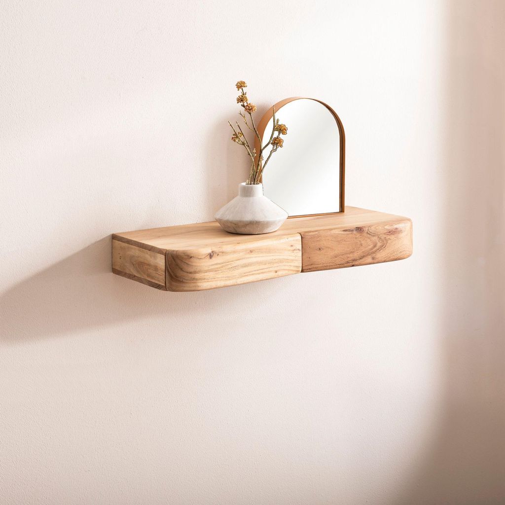 Étagère murale WOHNLING en bois massif d'acacia 60 cm avec Image du produit 