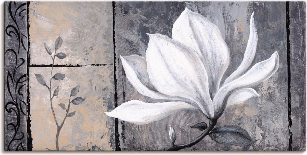 ARTland Leinwandbild Klassische Magnolie - grau Größe: 150x75 cm