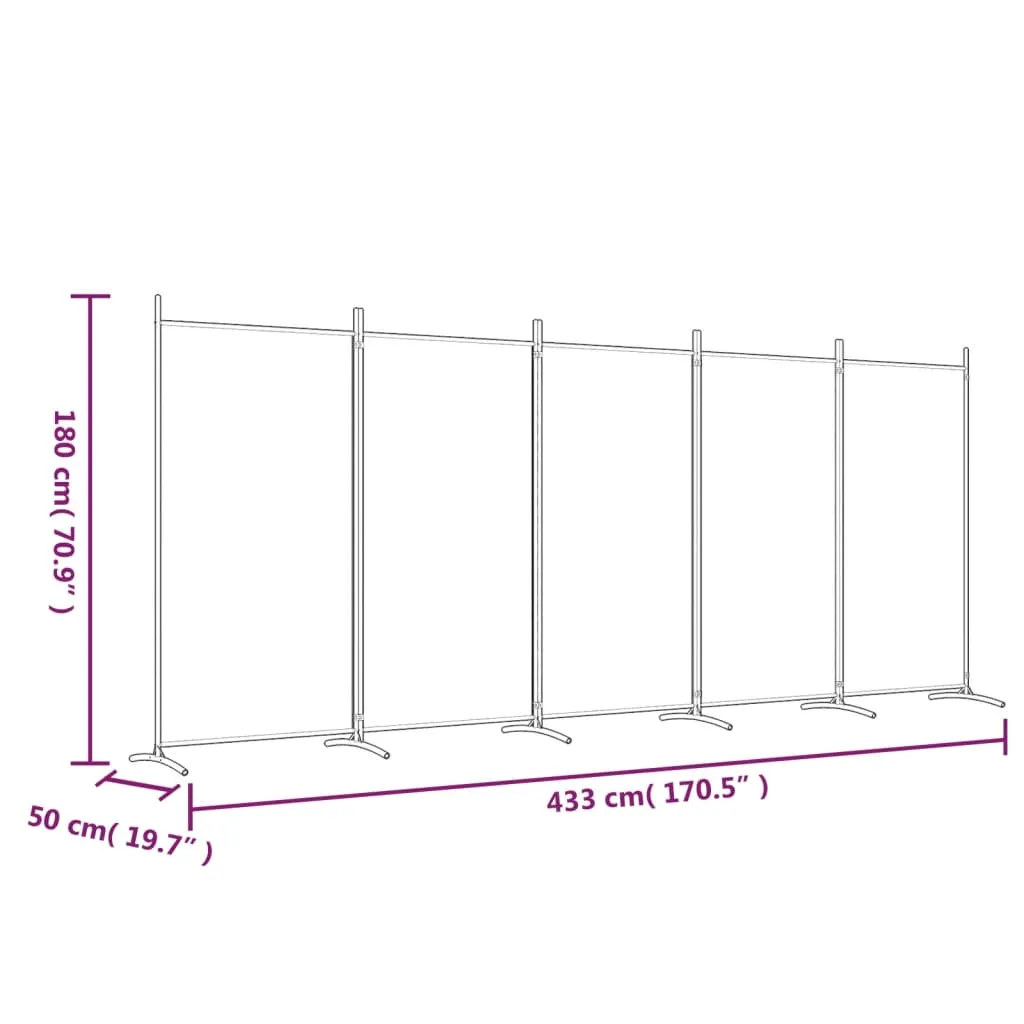 Paravent pliable 5 volets vidaXL 433 cm de large Anthracite et Acier Noir - 9