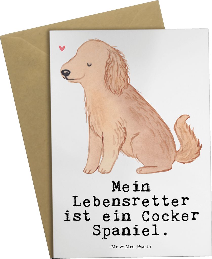 Mr. & Mrs. Panda Grußkarte Cocker Spaniel Lebensretter - Weiß - Geschenk, babykarte, dankeskarten, Grußkarten, weihnachtskarten, abiturkarte, En...