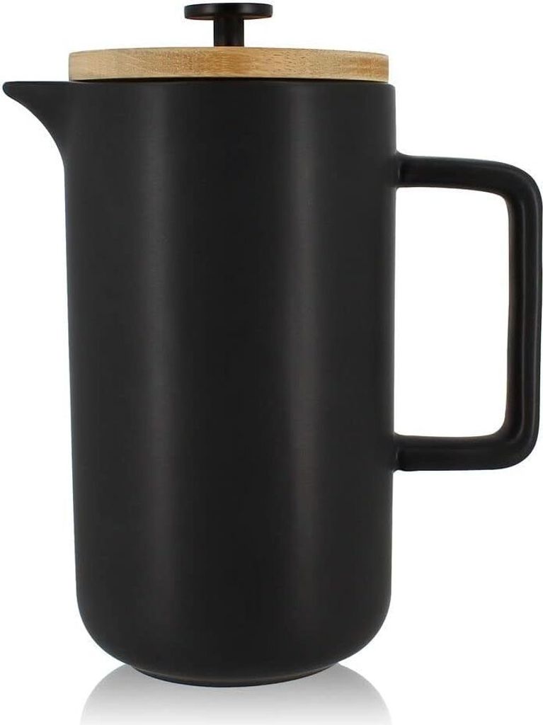 OGO LIVING French Press Kaffeebereiter 1,3 l Porzellan schwarz matt