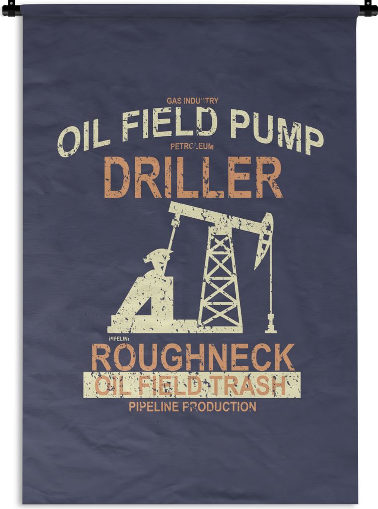 MuchoWow Wandteppich Wandbehang Pumpe - Öl - Vintage 90x135 cm Tapisserie Dekoration Wandtuch - Baumwolle - Wandskulptur