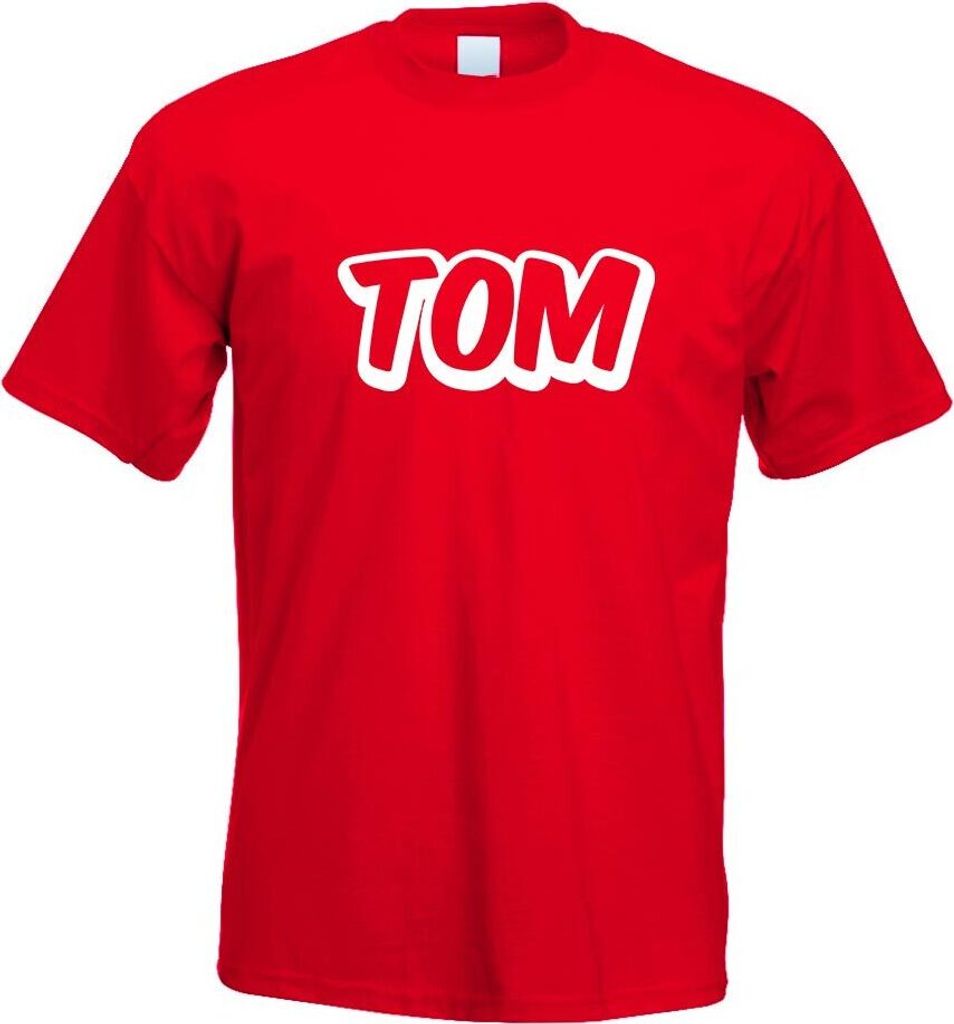 Kiwistar - T-Shirt - rot - Tom Vorname Jungen Motiv Bedruckt Funshirt Design Print - mit Motiv Bedruckt - Funshirt Design - Sport - Freizeit - Herr...