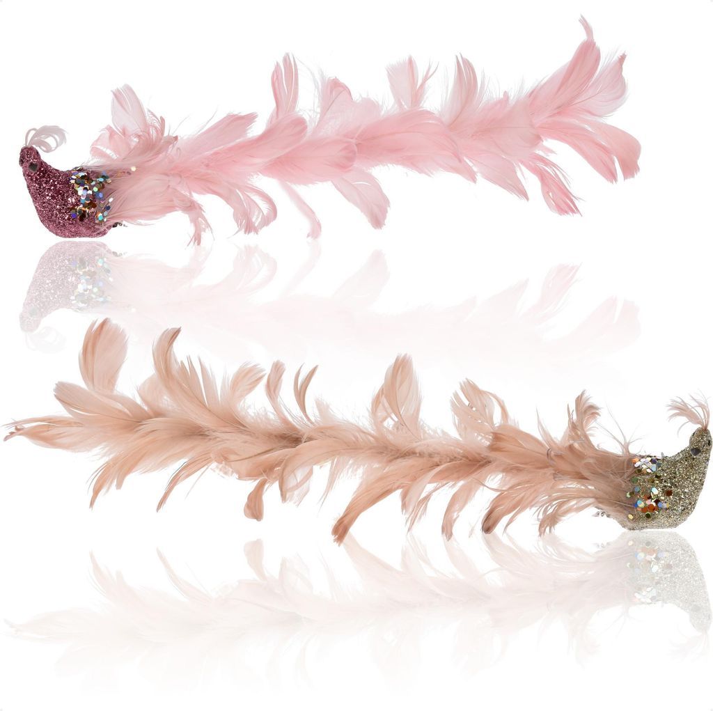 com-four 2x Christbaumschmuck Deko Vogel - Pfau mit Pailletten für Weihnachtsbaum-Deko - Kunststoff Vögel mit Clip für Weihnachten