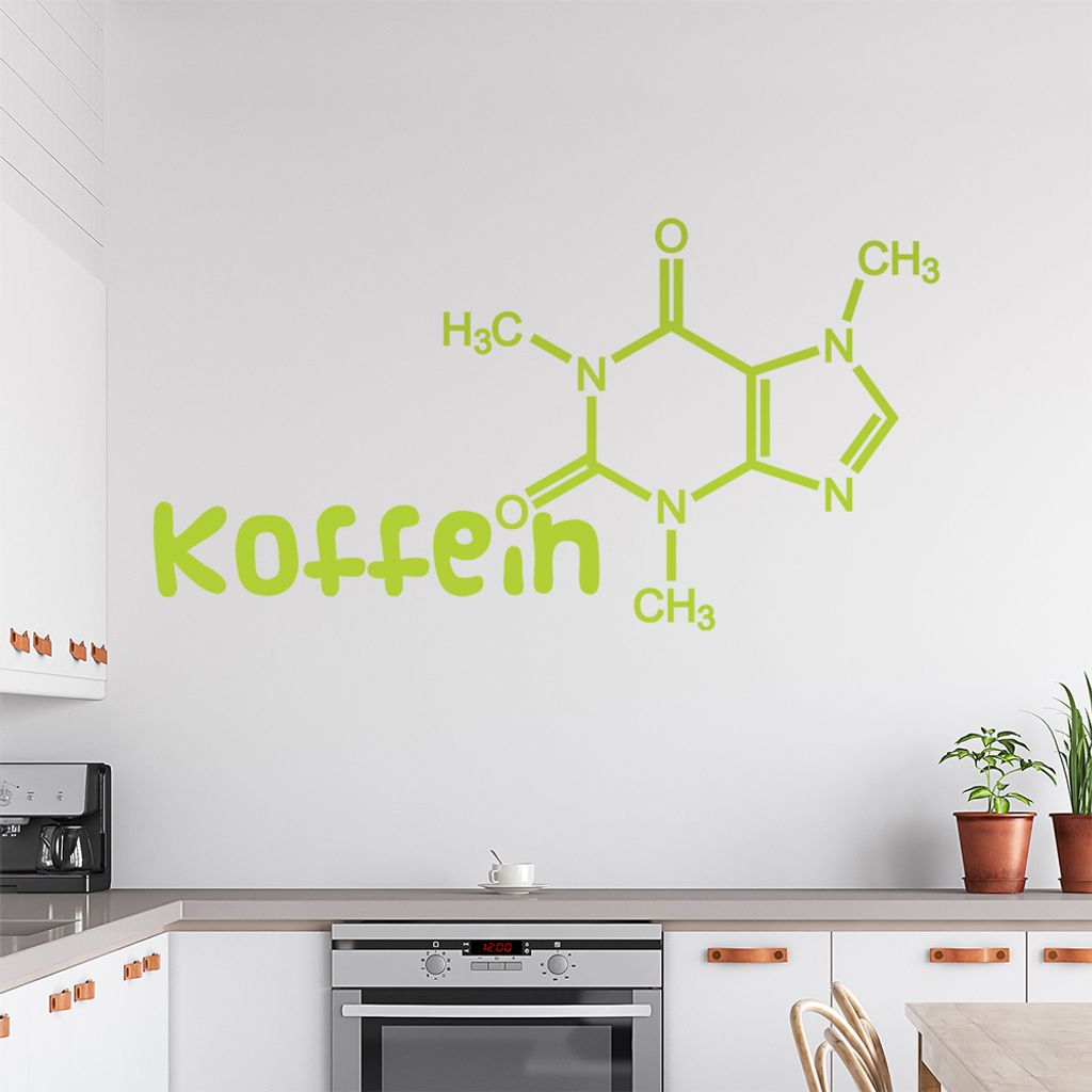 Koffein Formel Wandtattoo in 6 Größen - Wandaufkleber Wall Sticker - Dekoration, Küche, Wohnzimmer, Schlafzimmer, Badezimmer