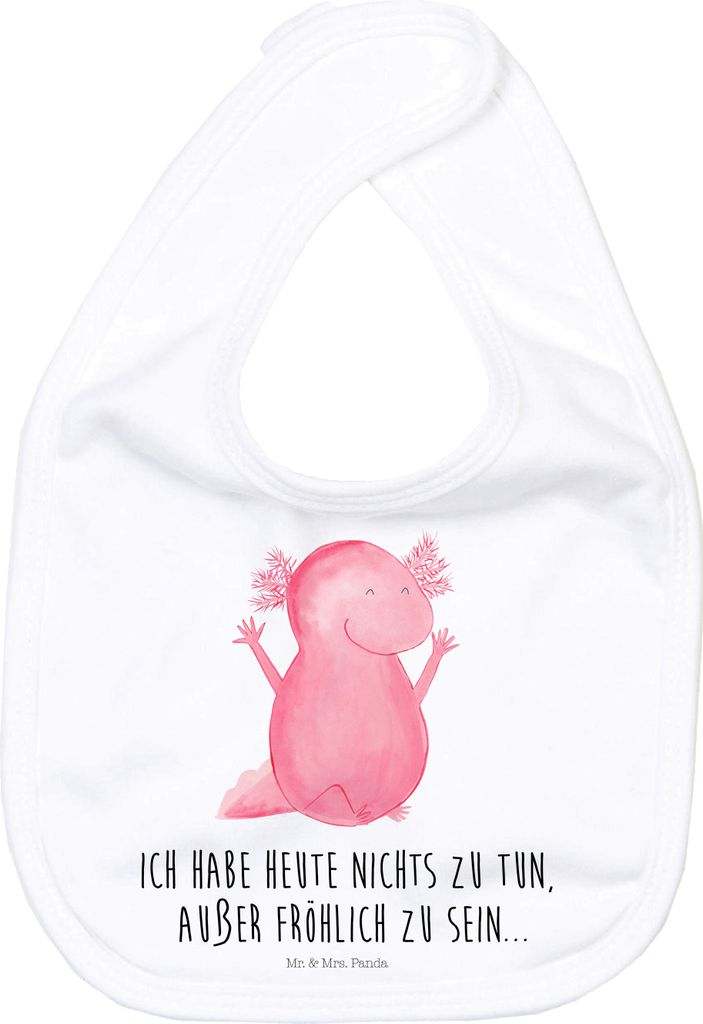Mr. & Mrs. Panda Sabberlätzchen Axolotl Hurra - Weiß - Geschenk, Zufriedenheit, Lätzchen Für Babys, Kinderlätzchen, Motivation, Spaß, Schlabb...