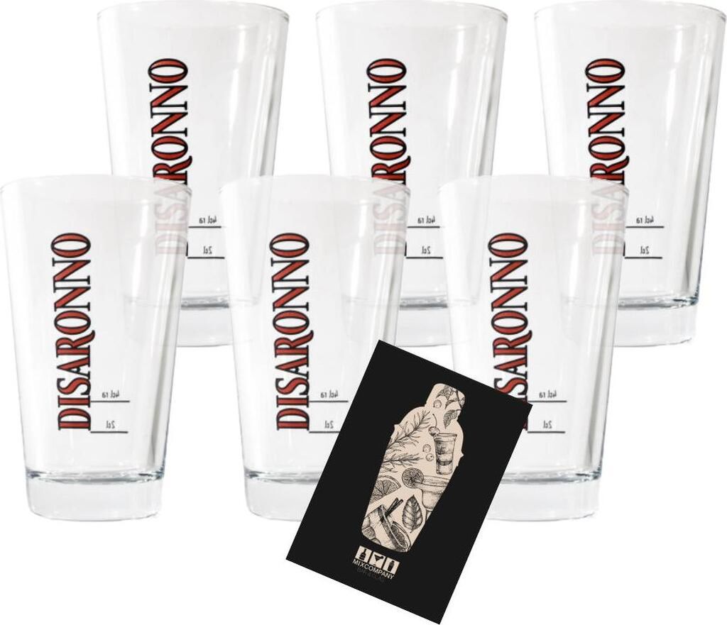 Disaronno 6er-Set Gläser - 6 x Longdrinkgläser geeicht: 4cl / 2cl