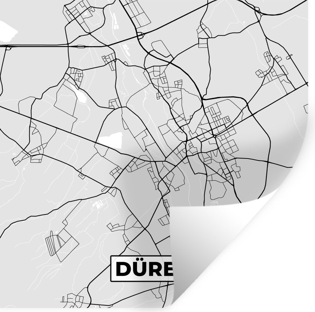 MuchoWow Wandtattoo Wandsticker Wandaufkleber Düren - Karte - Stadtplan - Deutschland 100x100 cm Selbstklebend und Repositionierbar - Wierderver...