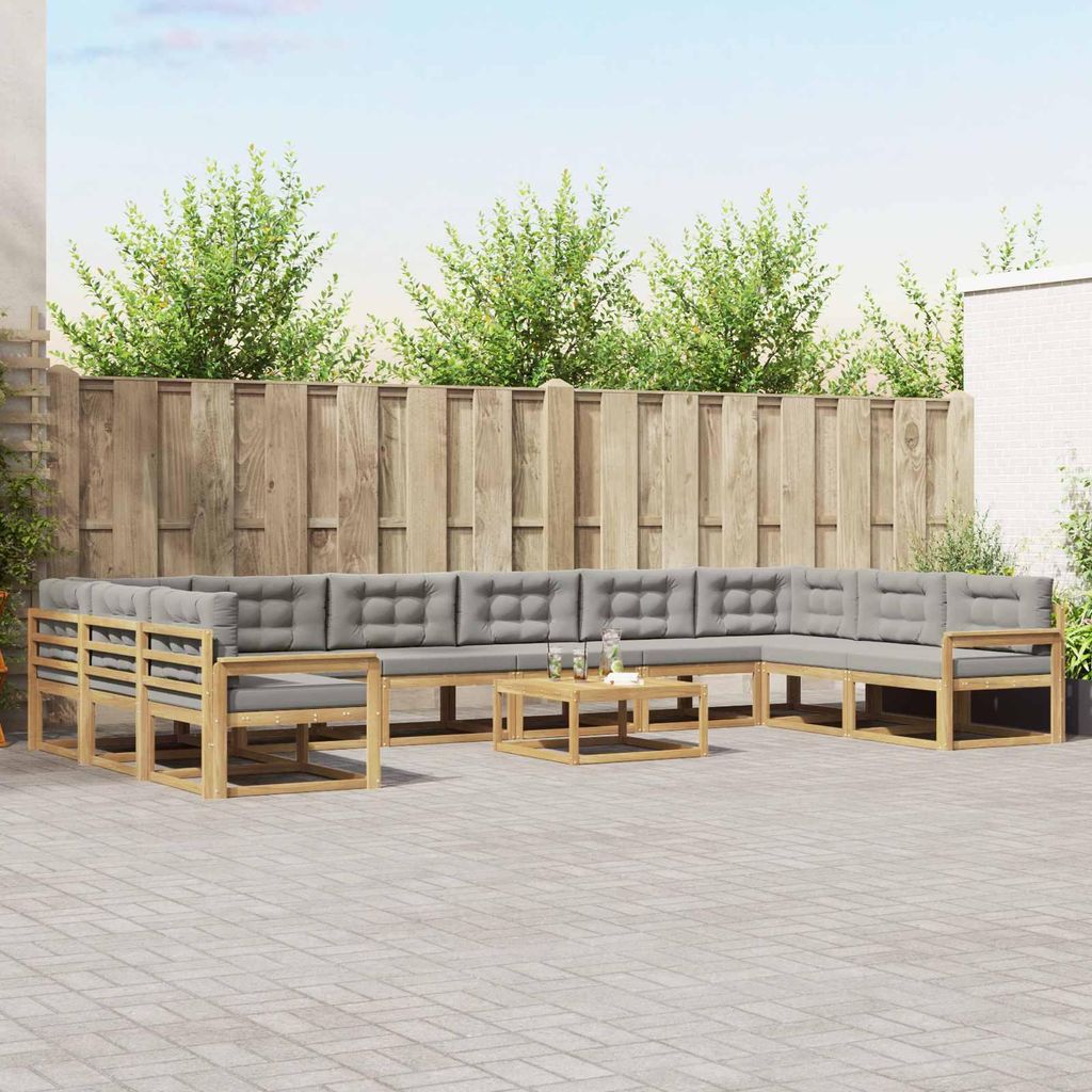 Möbel Outdoor-Sofagarnitur mit Kissen 11 pcs Weiß und HellgrauGartensofas - Gartensofas c2946