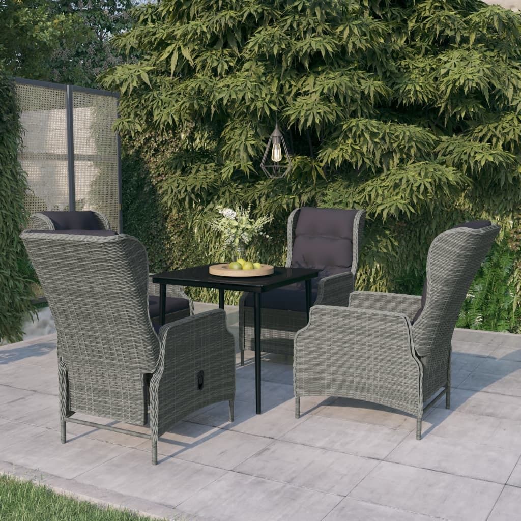 Maison Exclusive - 5-tlg. Garten-Essgruppe Hellgrau