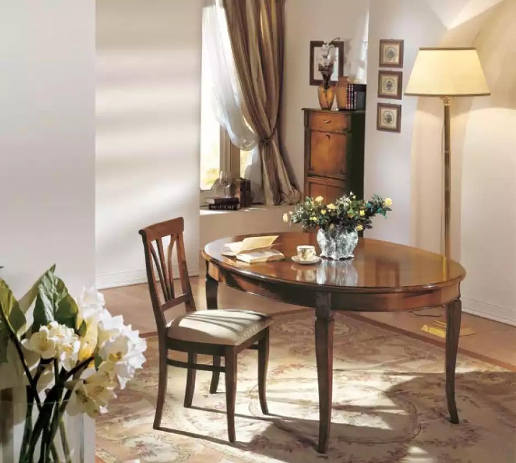 Esstisch 4x Stühle Klassische Esszimmer Garnitur 5tlg. Set Oval Tisch