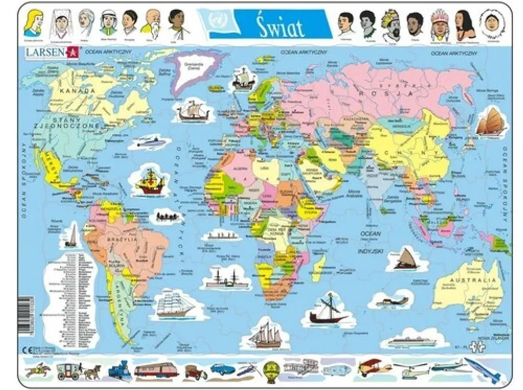 Puzzle Monde Carte Politique 107 Pièces - Idéal Soutien Scolaire Primaire