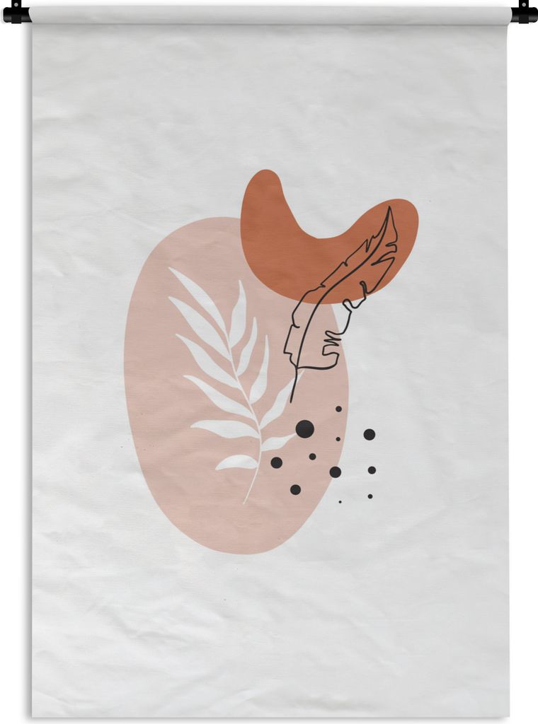 MuchoWow Wandteppich Wandbehang Blätter - Botanisch - Abstrakt - Pflanzen 120x180 cm Tapisserie Dekoration Wandtuch - Schlafzimmer - Dekoratione...