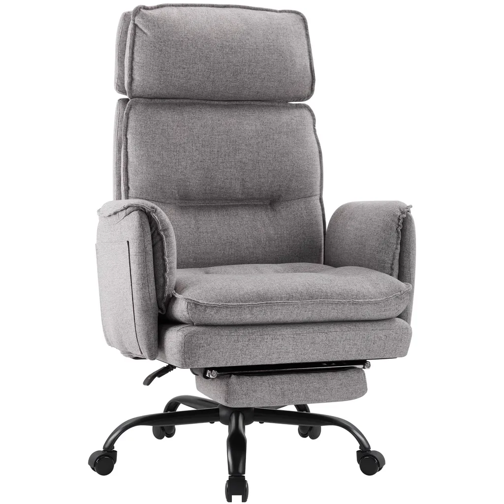 Fauteuil de direction réglable gris et siège de bureau à roulettes