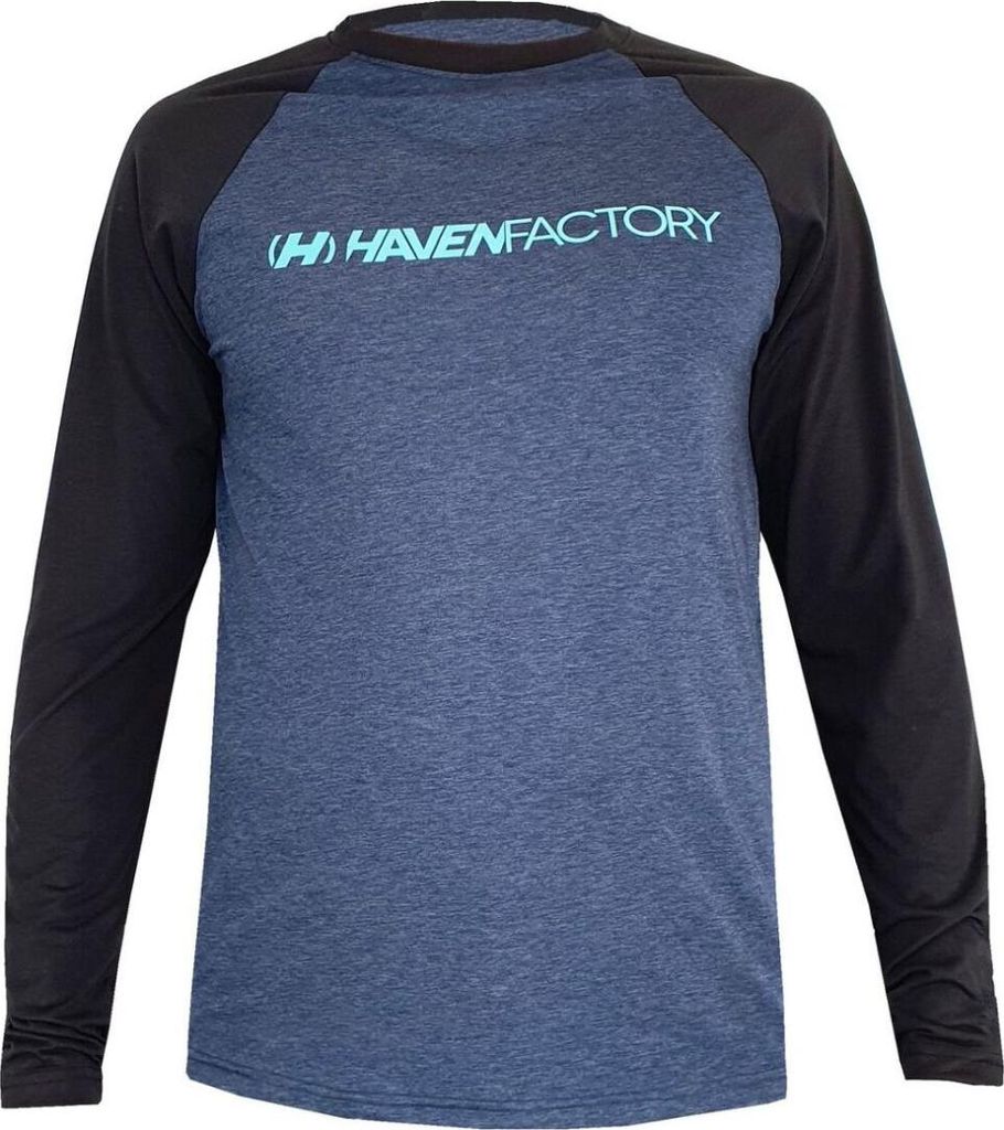 HAVEN Langarm Fahrradtrikot für den Sommer - FACTORY TRAIL - Schwarz/Blau 2XL