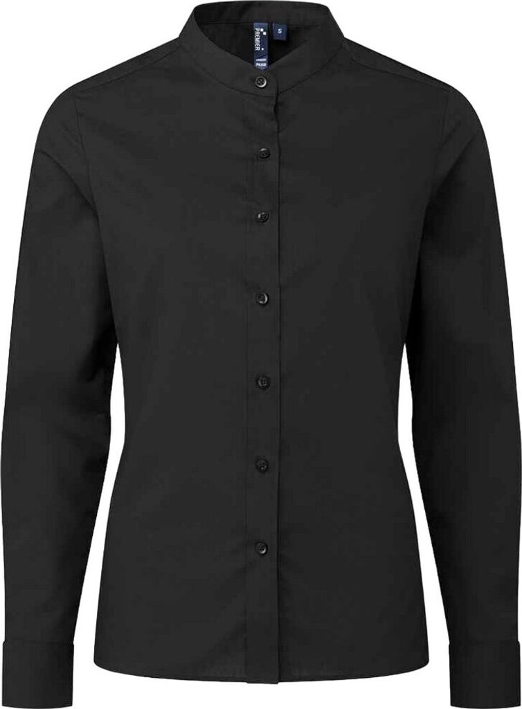 Premier - Formelles Hemd Opa-Kragen für Damen PC4926 (XXL) (Schwarz)