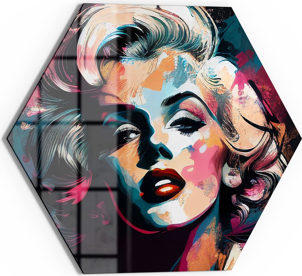 DEQOART Magnettafel Glas 55x48 cm 6-eckig 'Ikonischer Stilglanz' beschreibbar Whiteboard Küche
