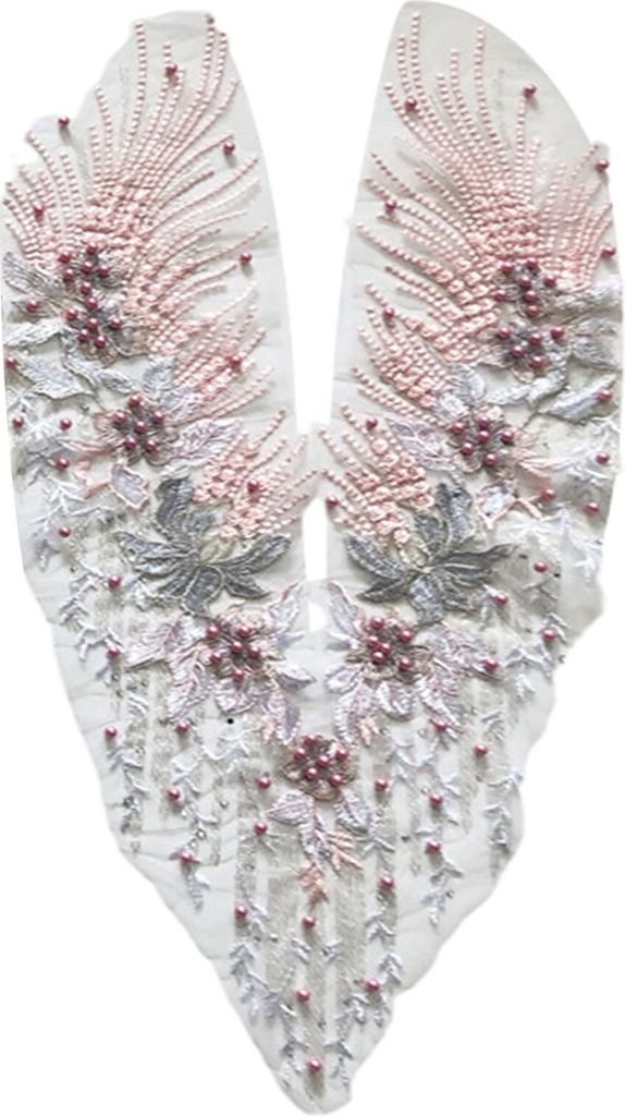 Stickerei -Patch helle Farbe einfach zu bedienen Hochzeitskleid gegen Kragen DIY Lace Flower Trimm Patch Home Gebrauch-Rosa
