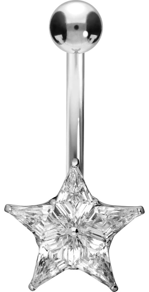 Bauchnabelpiercing Titan Bananabell mit Innengewinde KRISTALLSTERN
