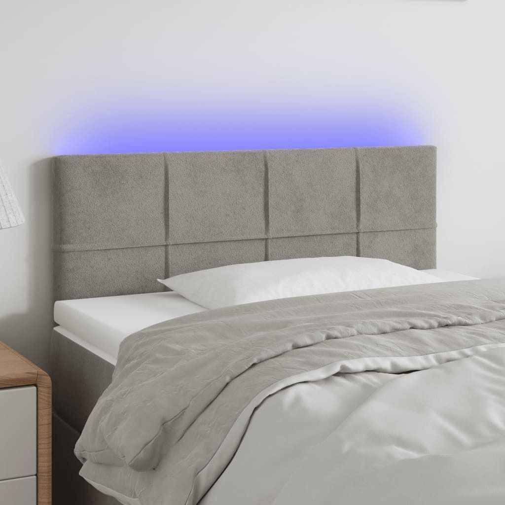 vidaXL LED Kopfteil Hellgrau 90x5x78/88 cm Samt - LED Kopfteil - LED Kopfteile - Kopfteil - Bett-Kopfteil