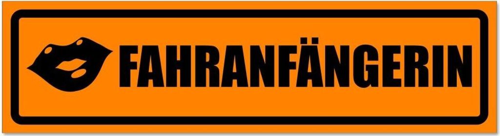 Kiwistar - Autoaufkleber - Orange - Schwarz - 30 x 8 cm - Fahranfängerin Kuss invertiert - Hinweis Aufkleber Sticker für Auto, Kfz, Fahrrad, PKW,...