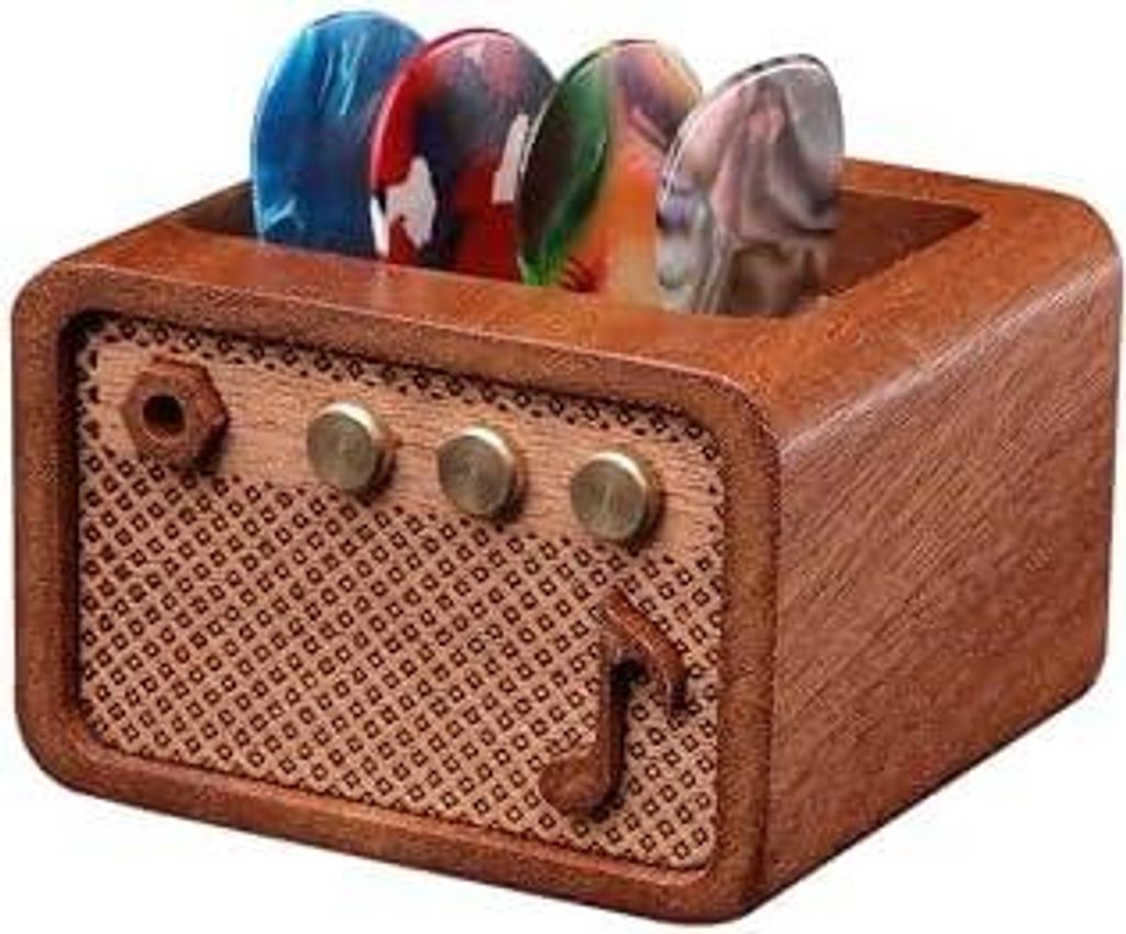 Gitarren Zubehör - Holz Pickhalter für E-Gitarren - Elegante Aufbewahrung & Präsentation von Gitarrenpicks - Praktisches Geschenk für Gitarristen