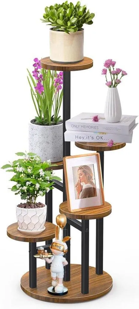 Support à fleurs à 4 niveaux et bac de plantation en métal pour balcon