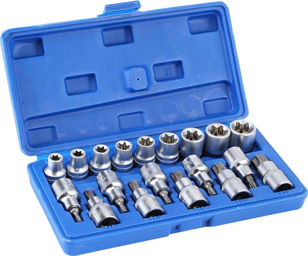 19Pcs/Set 1/2in Drive Star Hex Socket Bit Kit E Type Male Image du produit 