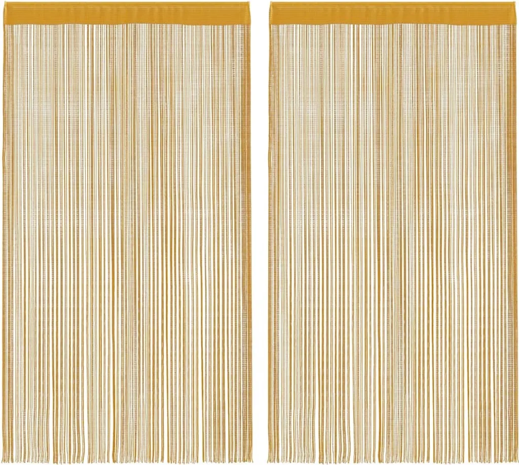 Rideau fils or 100x250 cm pour séparation de pièce - Paire de rideaux
