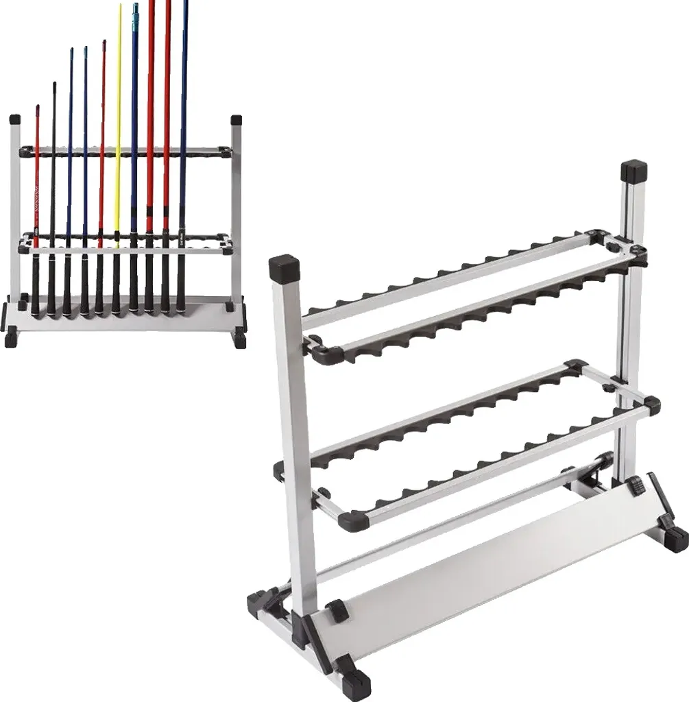 Rangement canne à pêche réglable pour 24 pièces, présentoir blanc stable