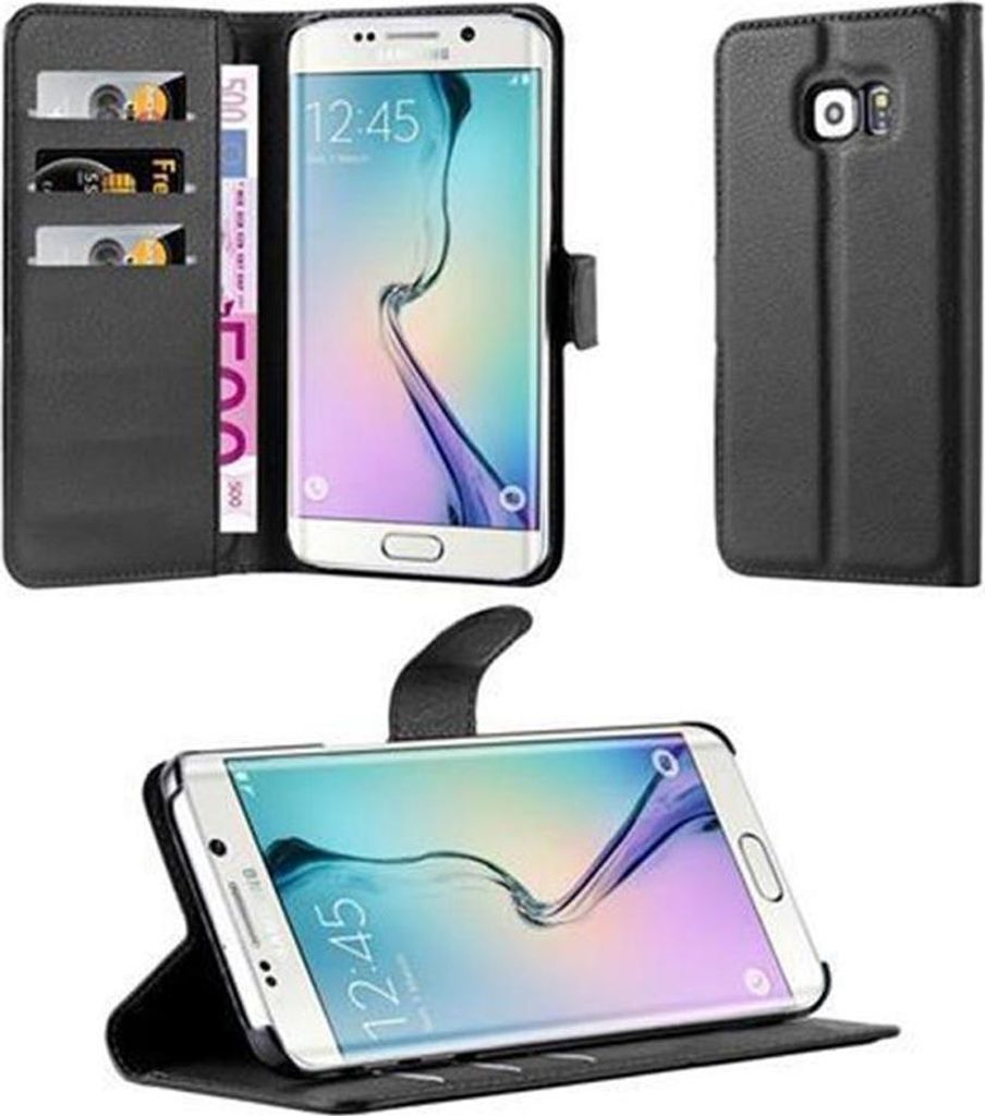 Cadorabo Hülle für Samsung Galaxy S6 EDGE Schutz Hülle in Schwarz Handyhülle Etui Case Cover Magnetverschluss