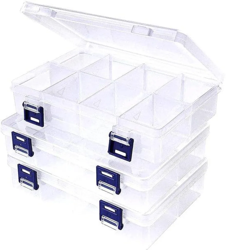 Boîte de rangement à compartiment cristal pour micro-pièces - 3 boîtes - 5