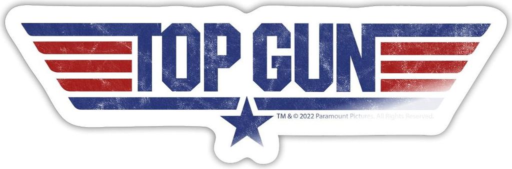 Spreadshirt Top Gun Logo Sticker Aufkleber, 10 x 10 cm, Weiß glänzend
