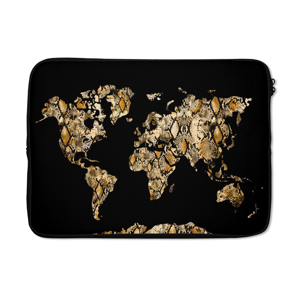MuchoWow Laptop Hülle 14 ZollKarte - Luxus - Schlange Laptoptasche - Laptoptasche - Stoßsicher - Schutzhaube