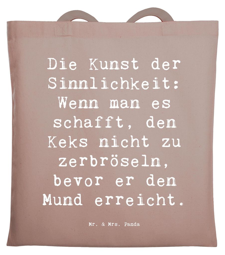 Mr. & Mrs. Panda Jutebeutel Spruch Kunst der Sinnlichkeit - Braun Pastell - Geschenk, Gefühle, Stimmungen, Achtsamkeit, Büchertasche, Natureinflu...