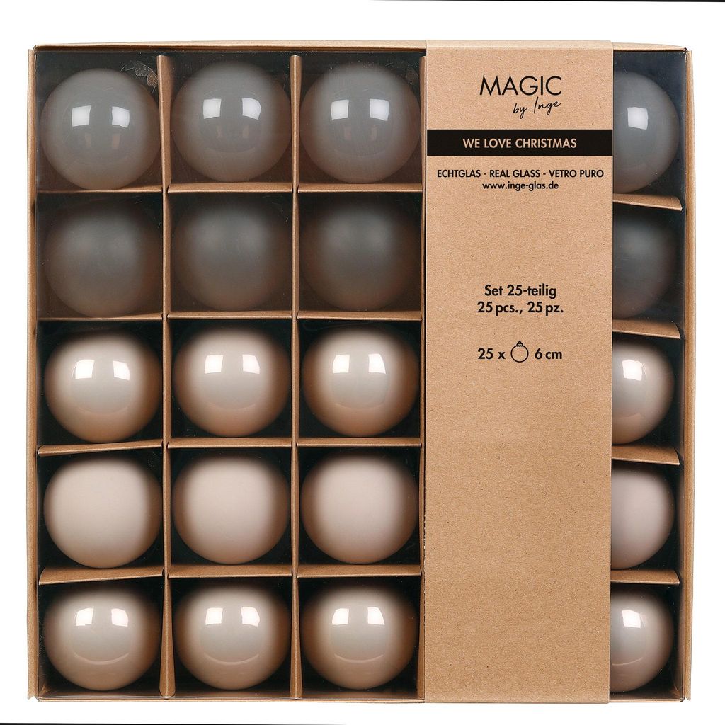 Weihnachtskugeln Glas 6cm 25er Set - Fine Alabaster teils Produktbild 