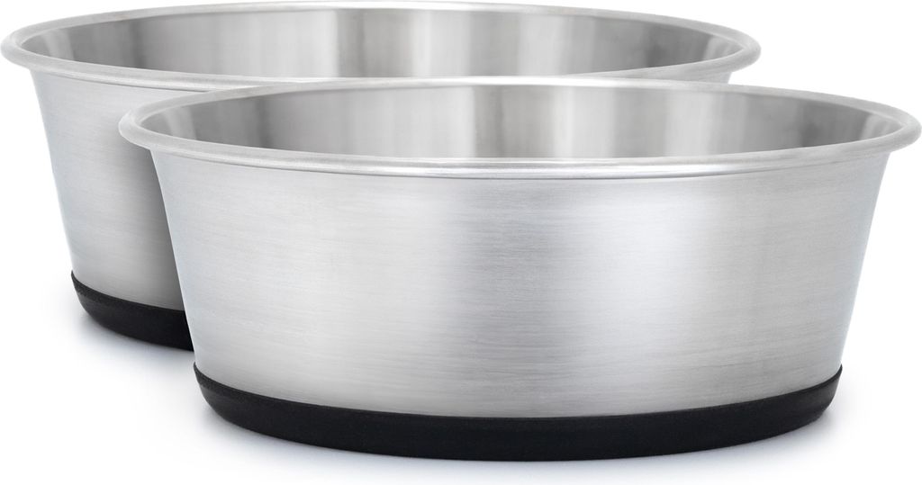 lionto 2er Set Futternapf aus Edelstahl, robuster, rutschfester Napf für Hunde & Katzen, spülmaschinengeeignet & geruchlos, 950 ml