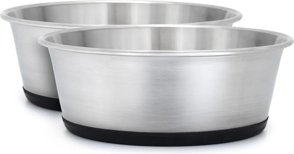 set di 2 ciotole in acciaio inox per cani e gatti, robuste e antiscivolo, lavabili in lavastoviglie e inodore, 1900 ml