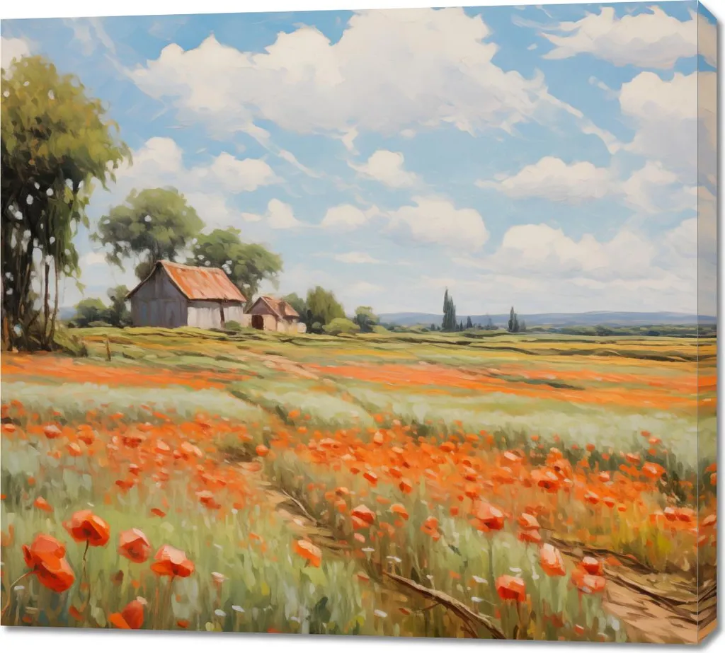 Vendi Noia: Quadro Papaveri Sussurranti 100x90 Tela Moderna