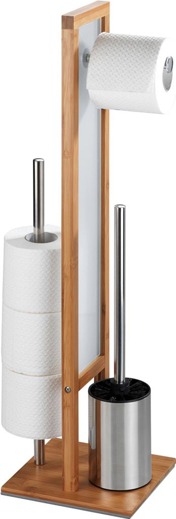 WC Garnitur Toilettenbürste Klobürste Bürstengarnitur Bambus Bad Klopapierhalter