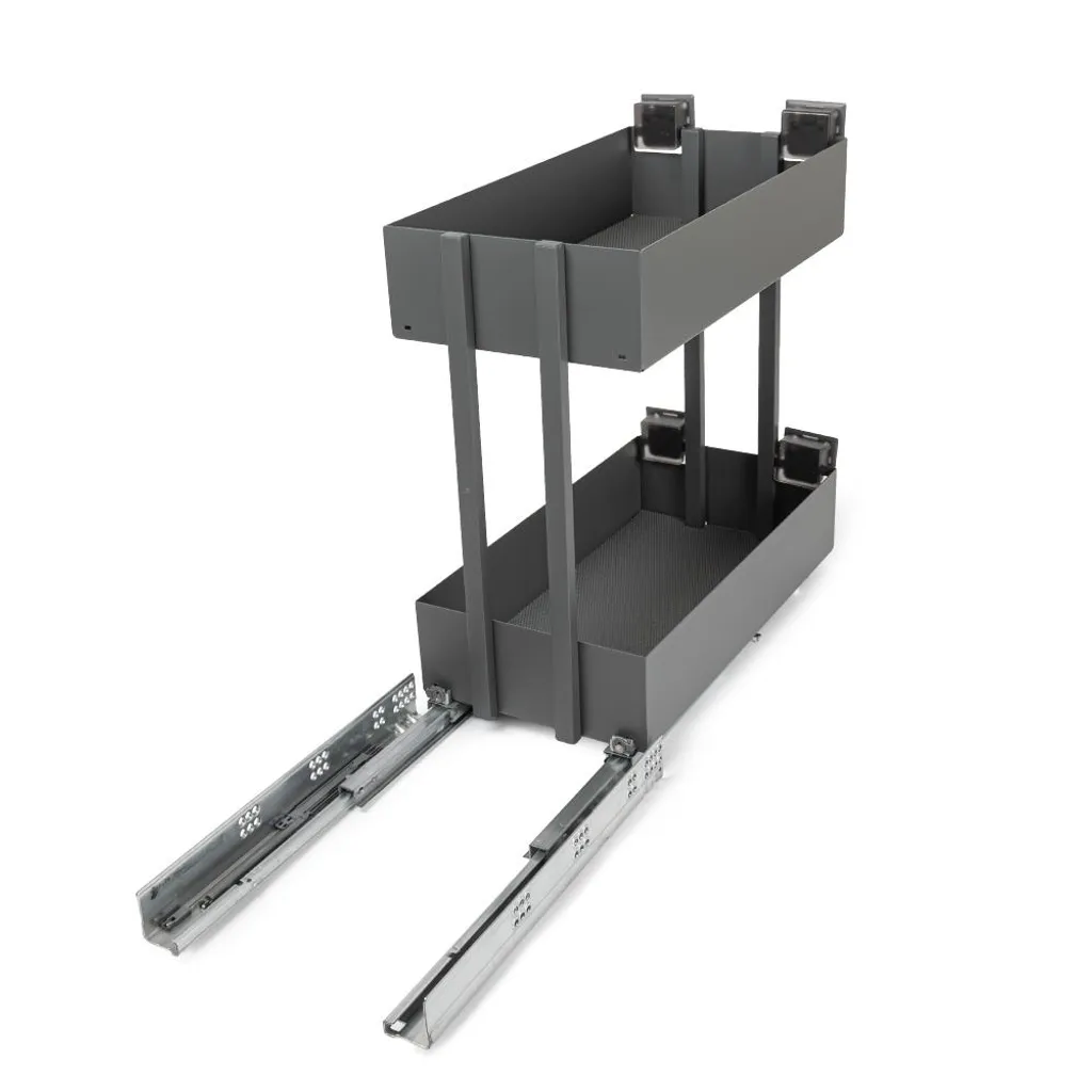 Coulissant meuble bas 25 cm anthracite 2 étages avec softclose