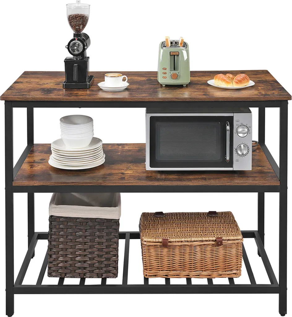 Table de Cuisine Haute Style Industriel avec Grand Plan de Travail 120cm