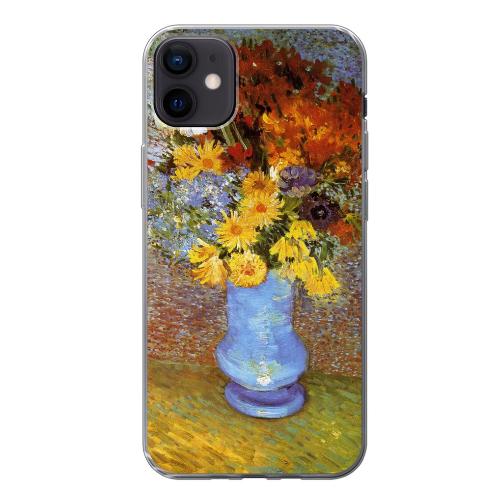 MuchoWow Handyhülle Schutzhülle Hülle für iPhone 12 mini Vase mit Gänseblümchen und Anemonen - Vincent van Gogh Silikon Softcase Handy Hül...