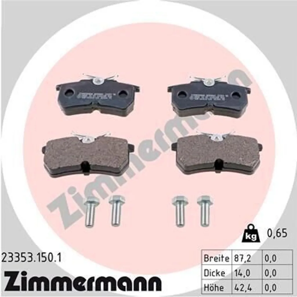 Plaquettes de Frein Haute Friction Zimmermann 23353.150.1 Ford Focus