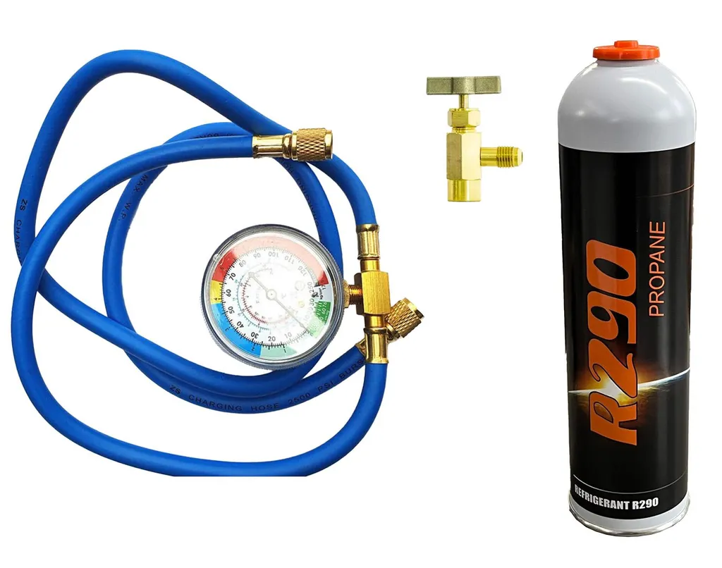 Kit de remplissage gaz R290 complet avec manomètre pour pompe à chaleur